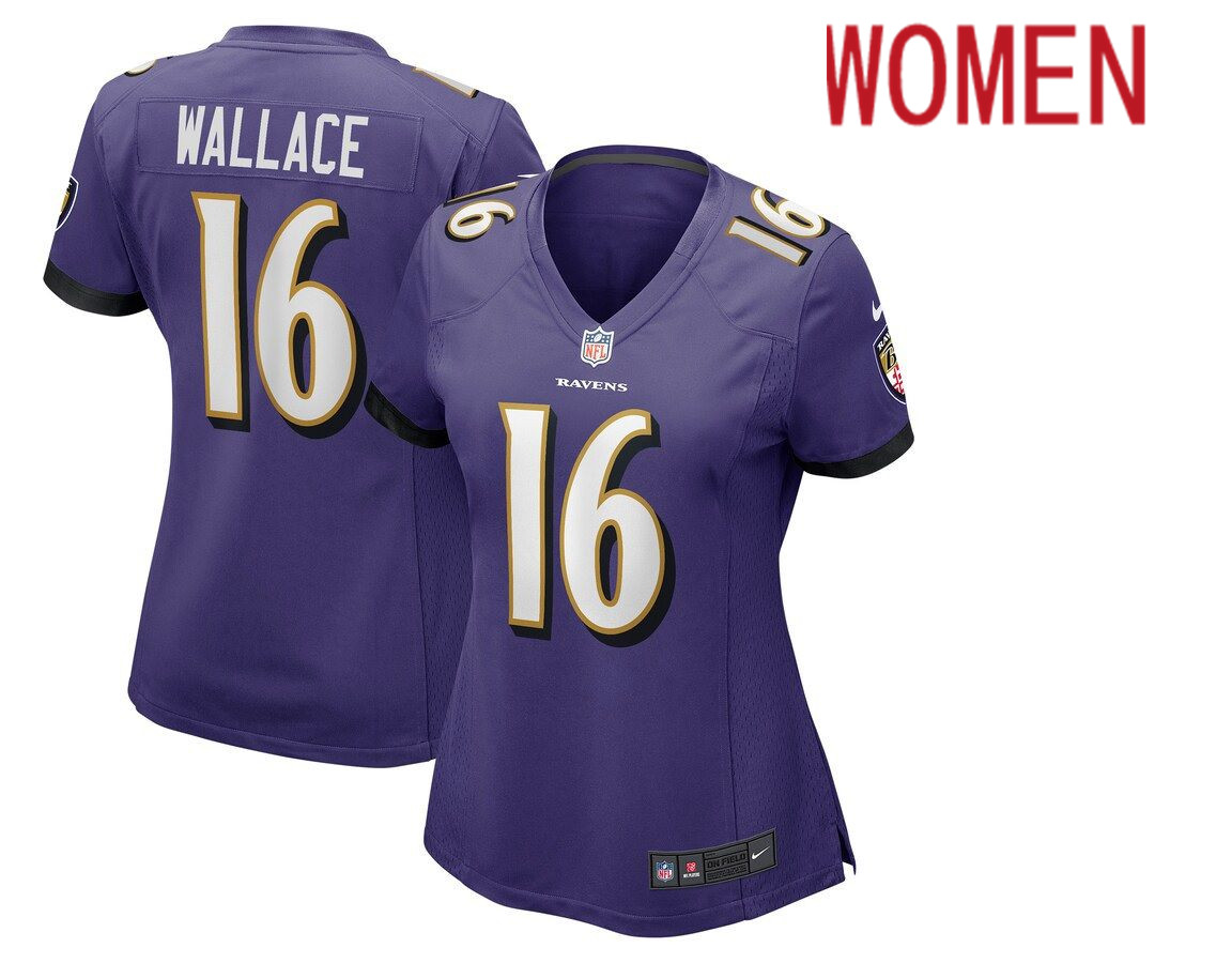 Women Baltimore Ravens #16 Tylan Wallace Nike Purple Game NFL Jersey->women nfl jersey->Women Jersey